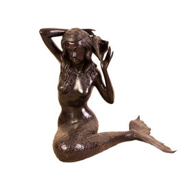 Cast Iron Metal Mermaid Statue Hand Made Folk Art Style Antique Angel Statues