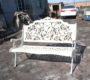 Rattan White Cast Iron Table And Chairs / Antique Metal Outdoor Armchair